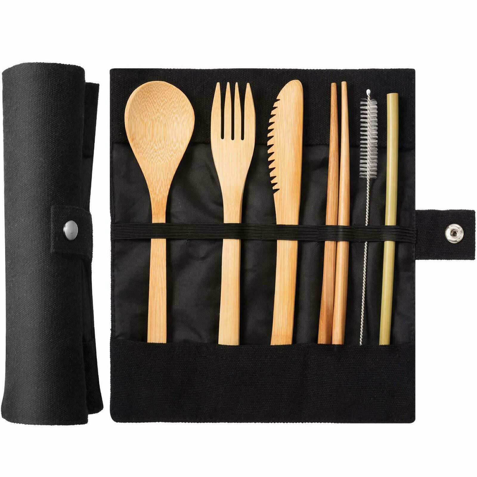 7 Piece Reusable Bamboo Cutlery Set