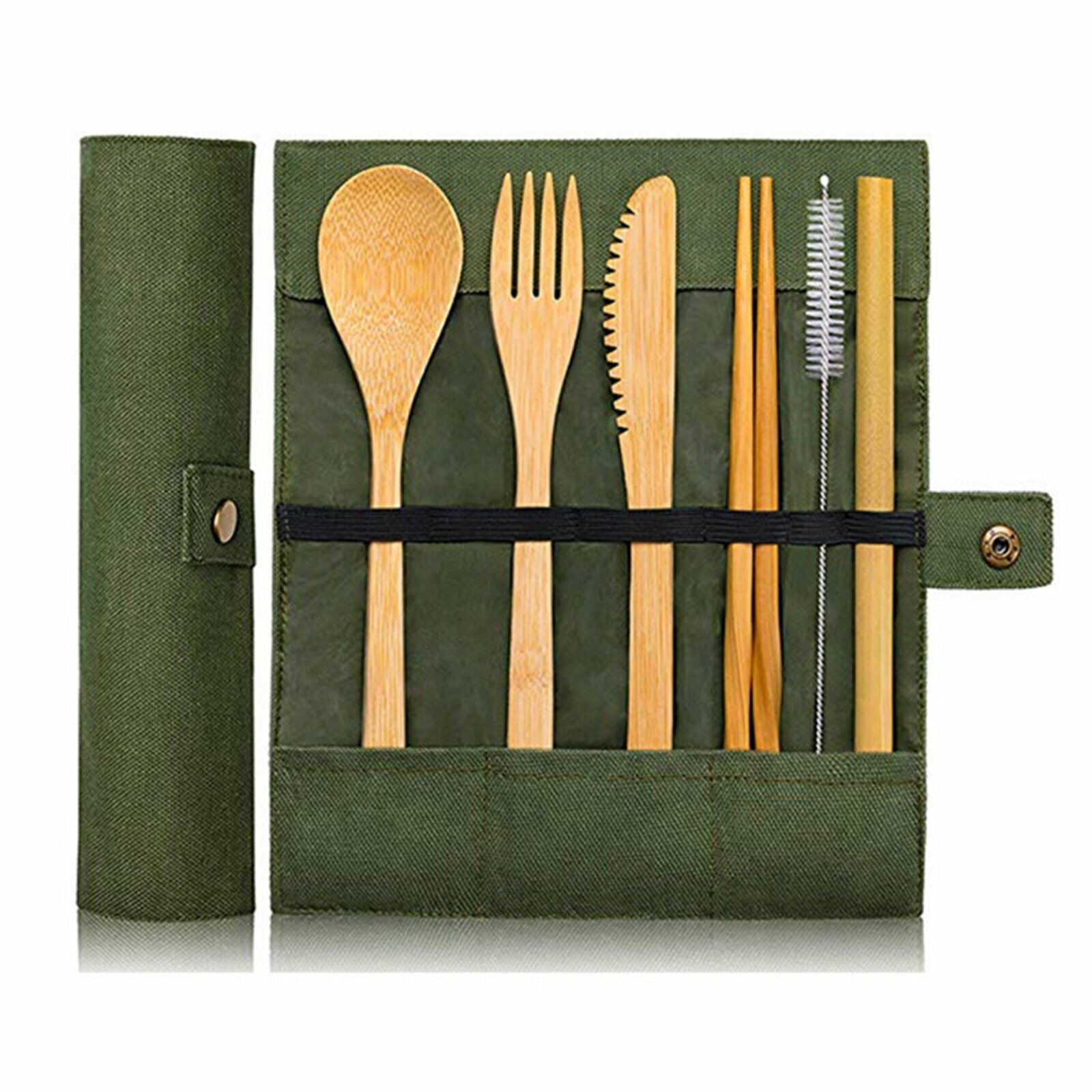 7 Piece Reusable Bamboo Cutlery Set