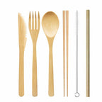7 Piece Reusable Bamboo Cutlery Set