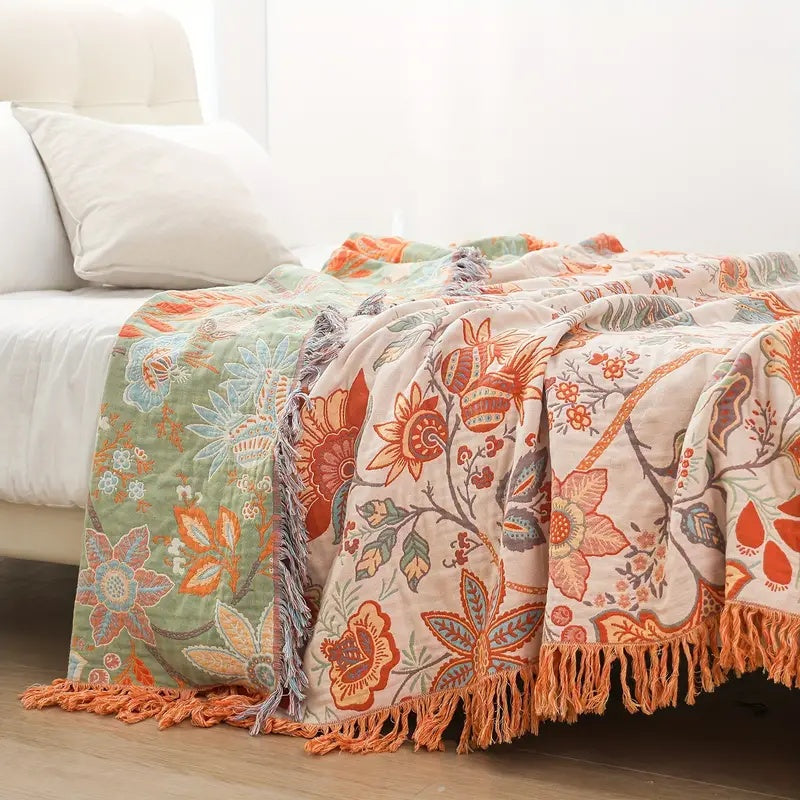 Reversible Floral Boho Blanket